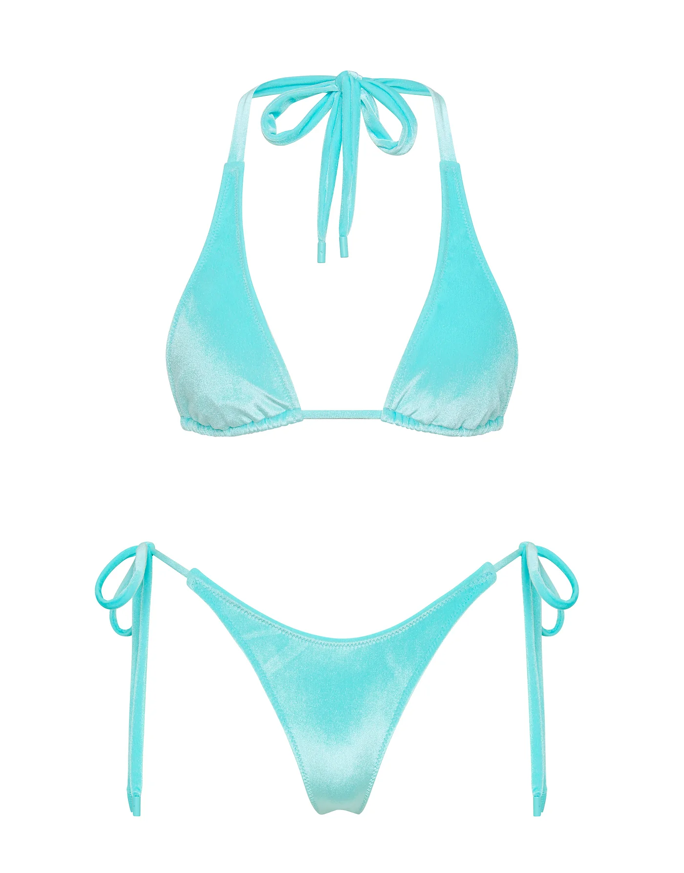 DARA - HIRST Blue Velvet Triangle Bikini Set