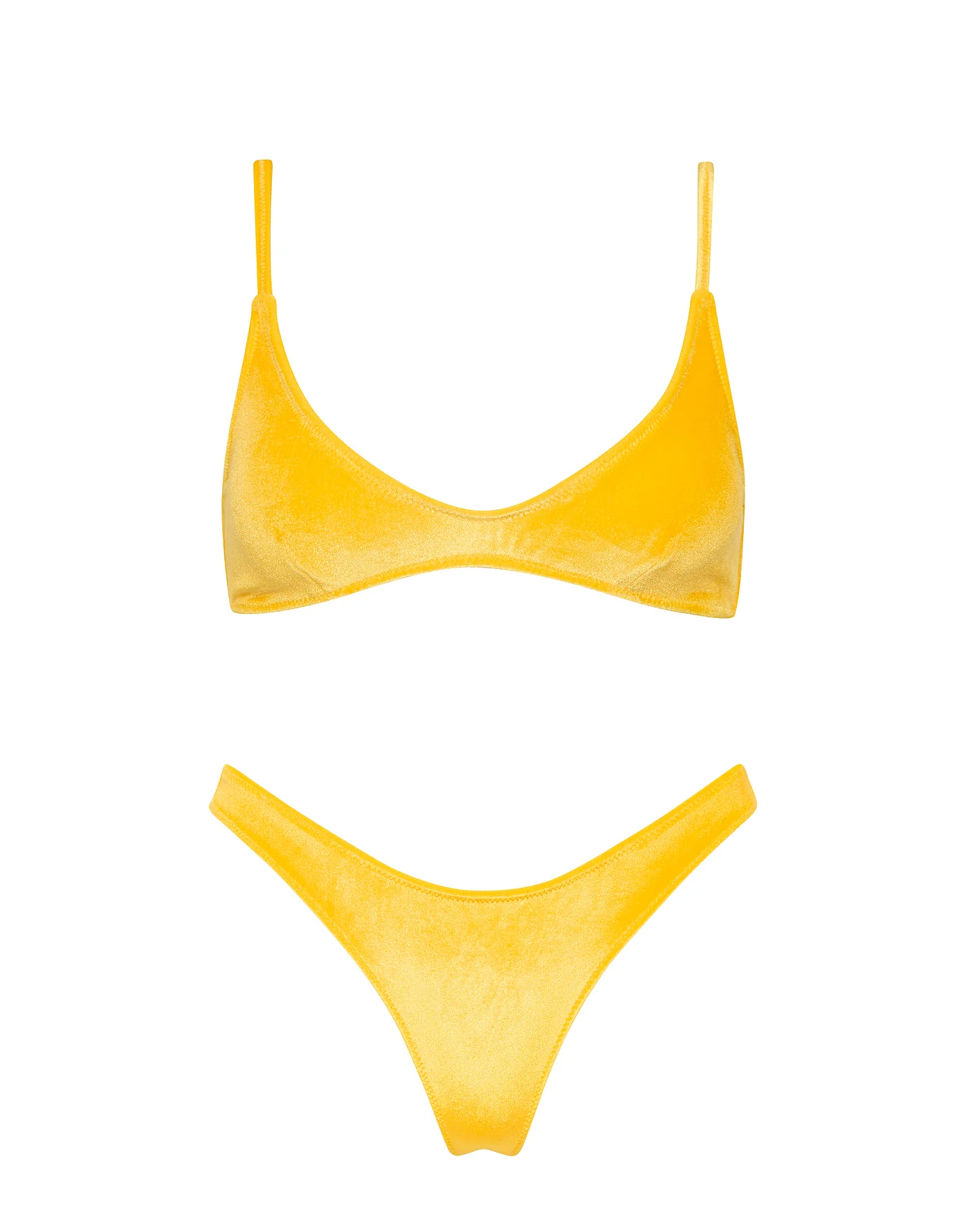 MAIA - CHESTE Yellow Velvet Scoop Bikini Set