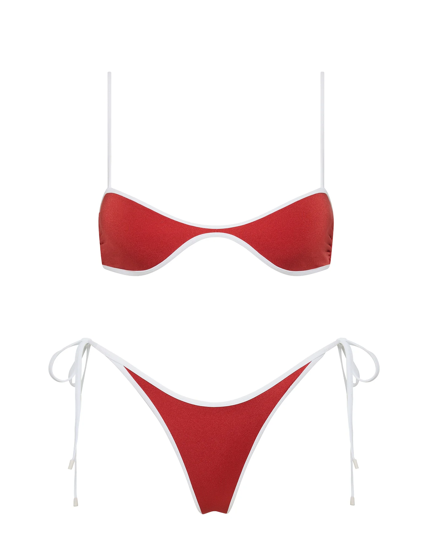 ESTE - NASSE Red Scoop Crop Bikini Set