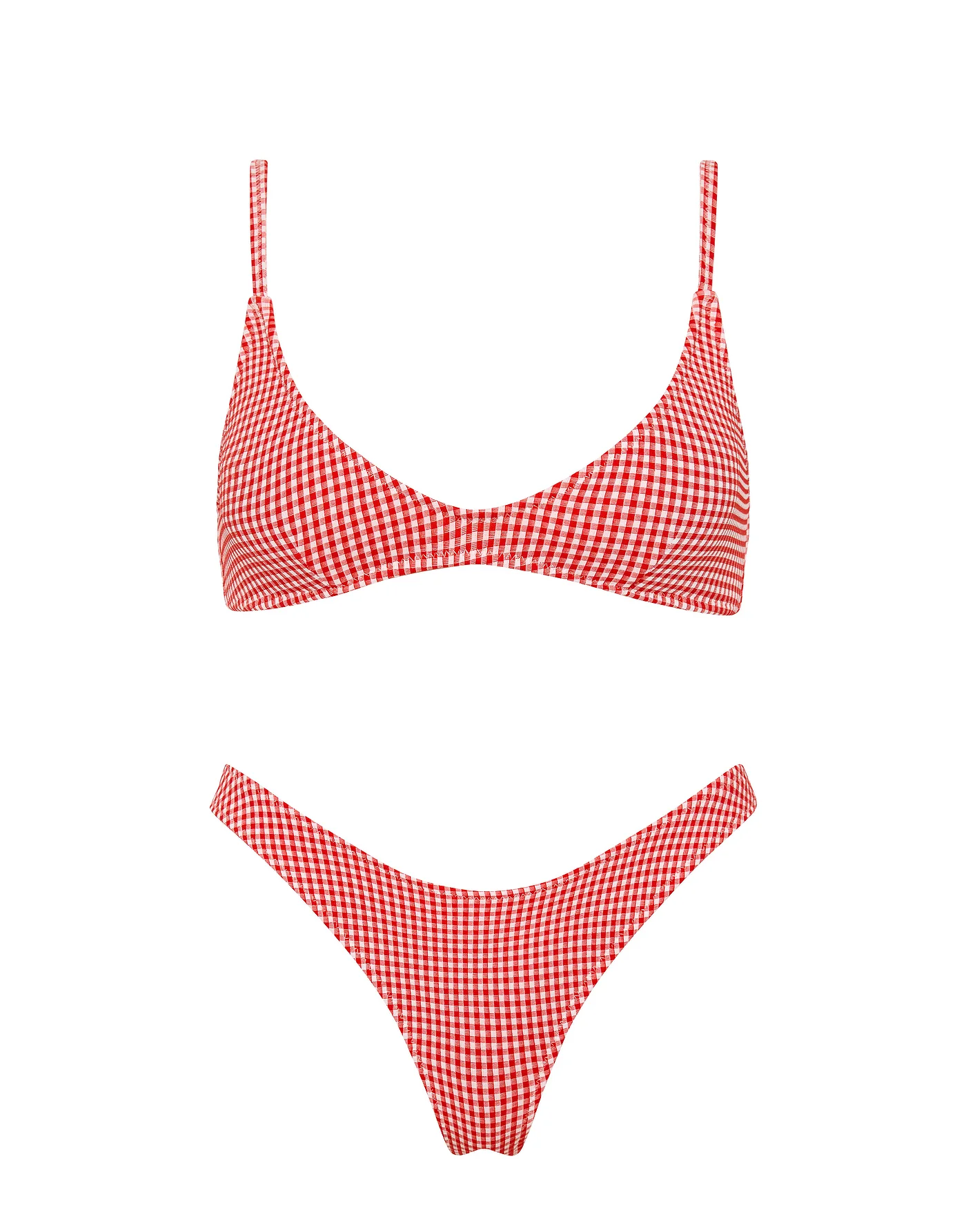 MAIA - PRON Red Gingham Scoop Bikini Set