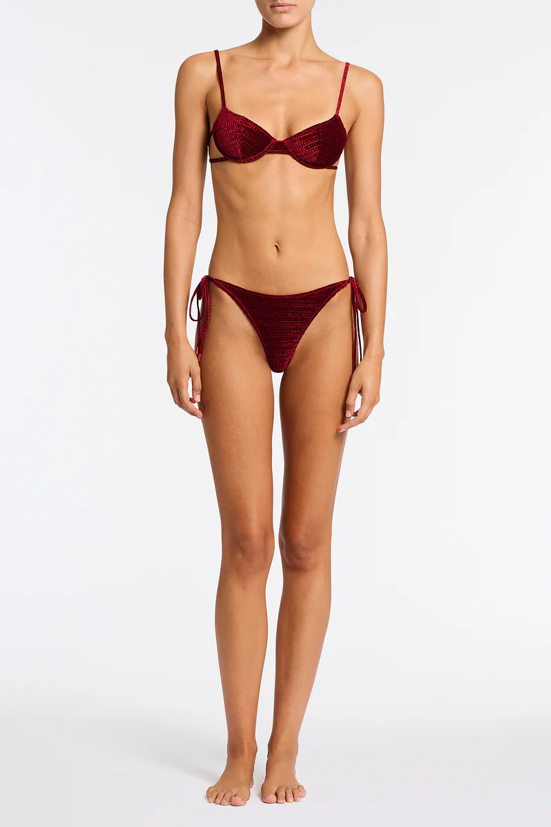 JARA - RONI Burgundy Velvet Balconette Bikini Set
