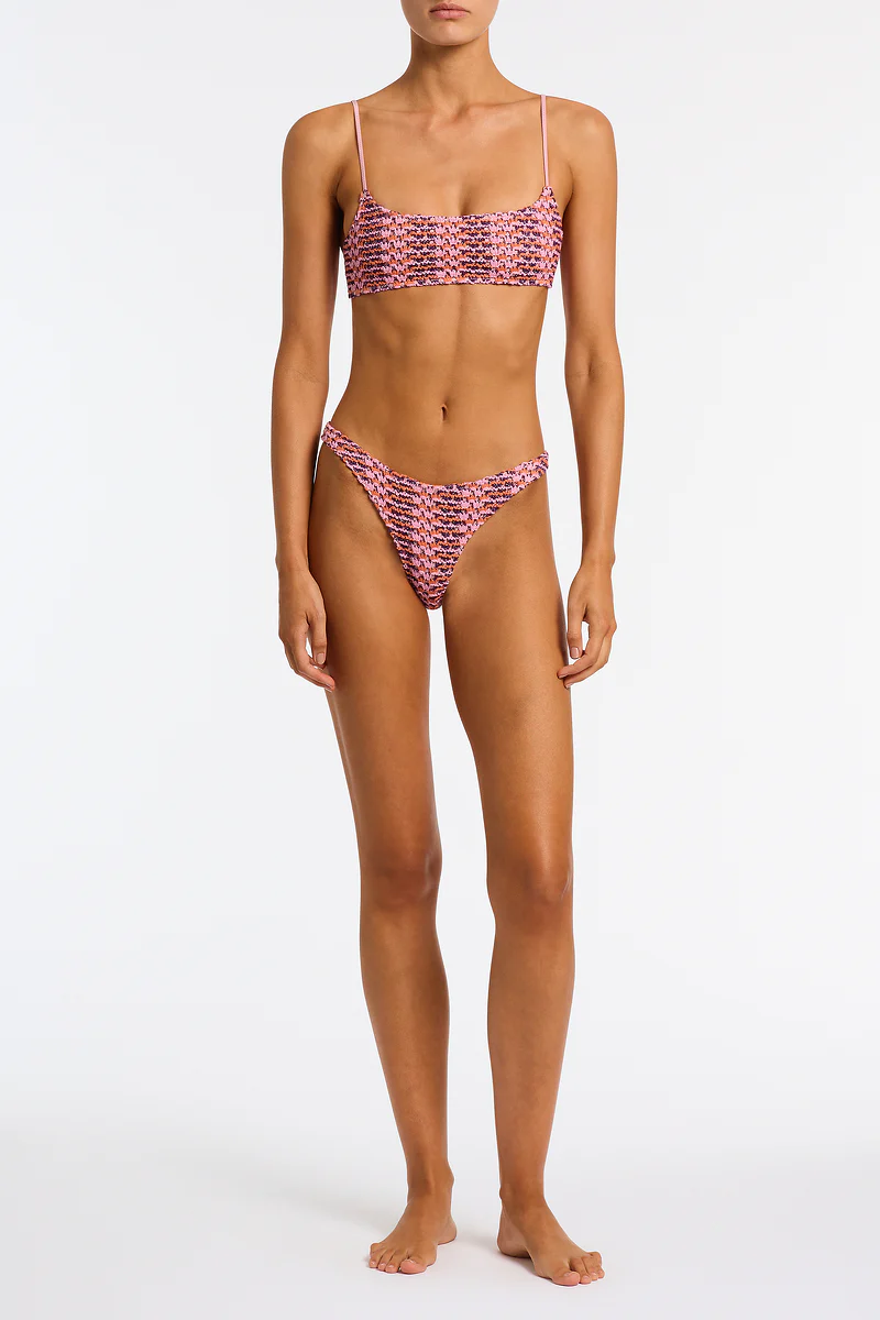 MICA - BLOSS Pink Crochet Crop Bikini Set