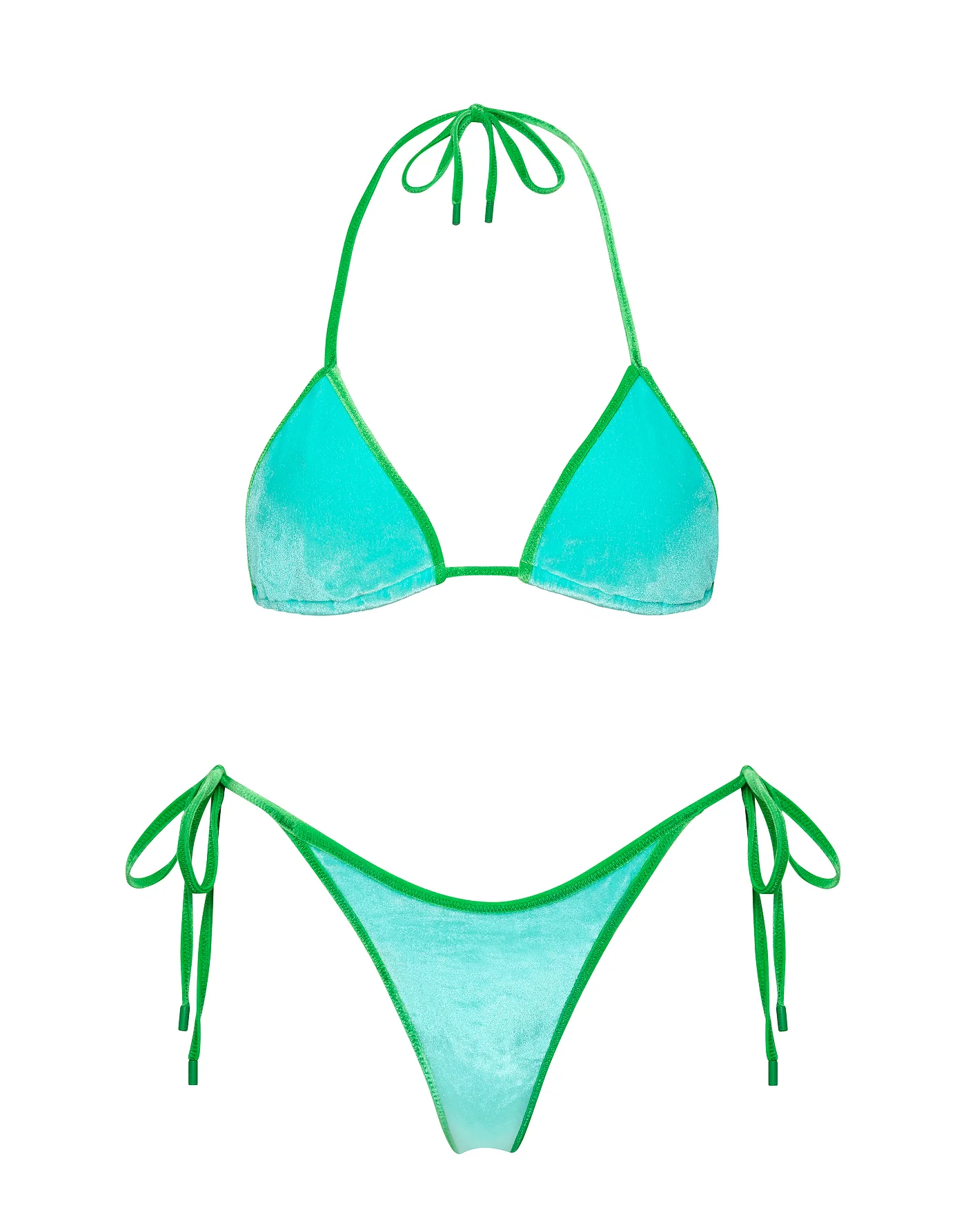 VINCA - PALMM Blue Velvet Triangle Bikini Set