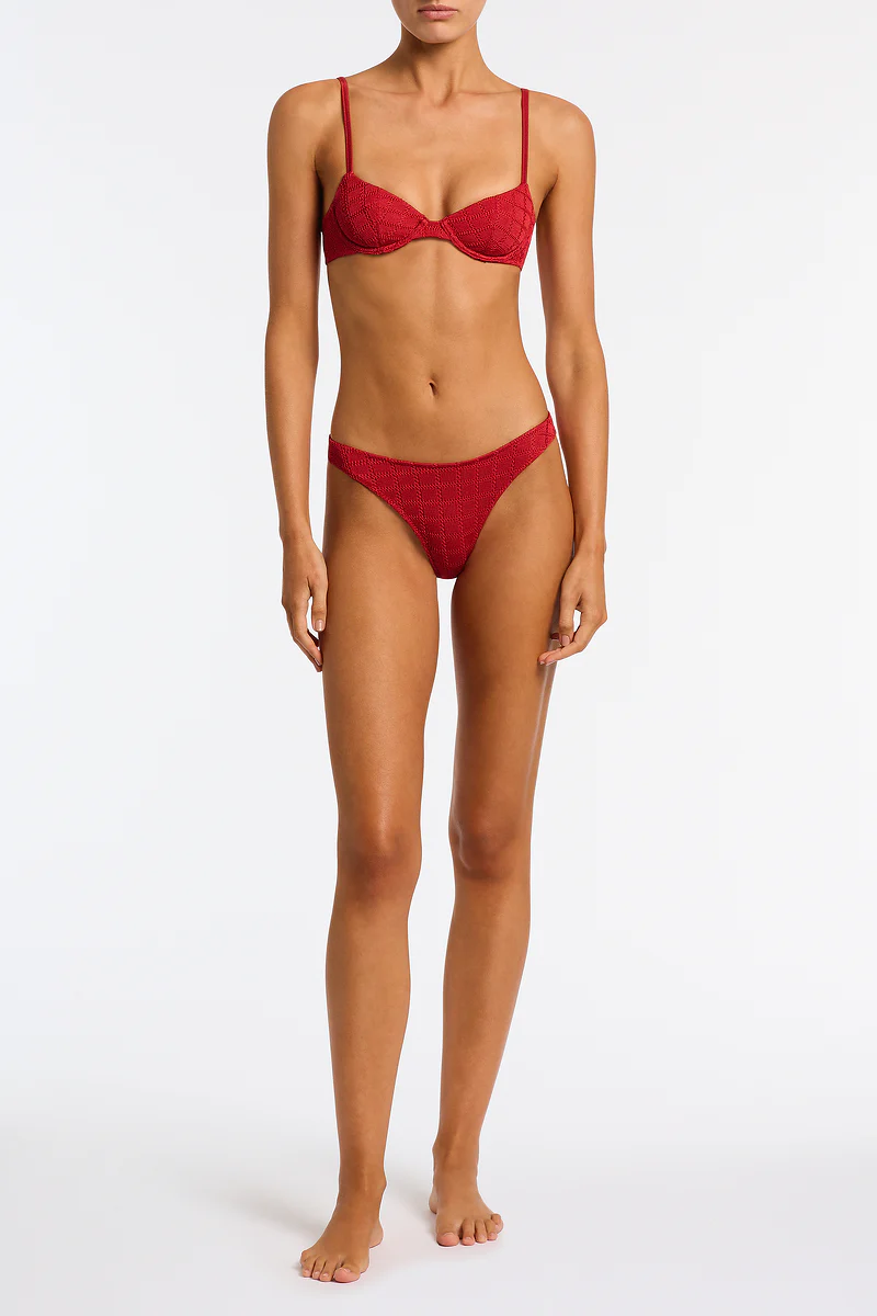 SUNI - PASHA Red Crochet Balconette Bikini Set