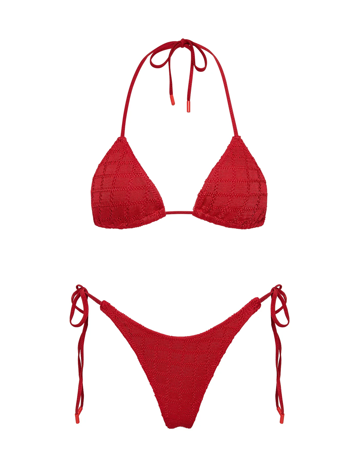 VINCA - PASHA Red Crochet Triangle Bikini Set