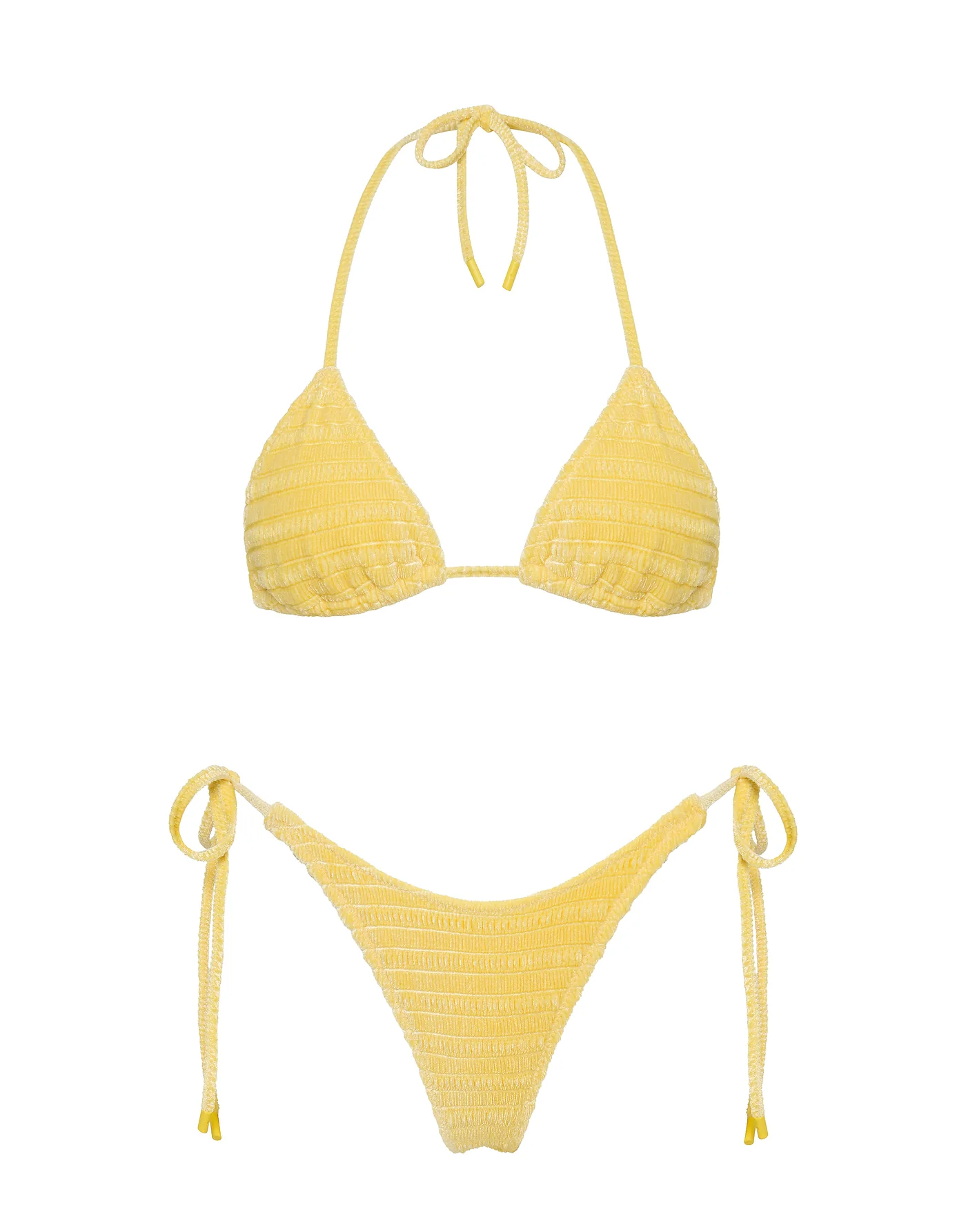 VINCA - MACA Yellow Velvet Triangle Bikini Set