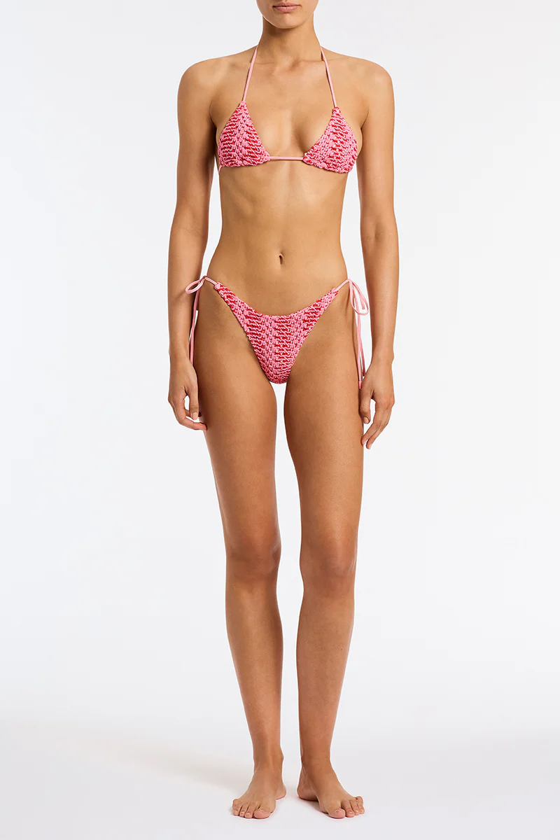 VINCA - ALINA Pink Crochet Triangle Bikini Set