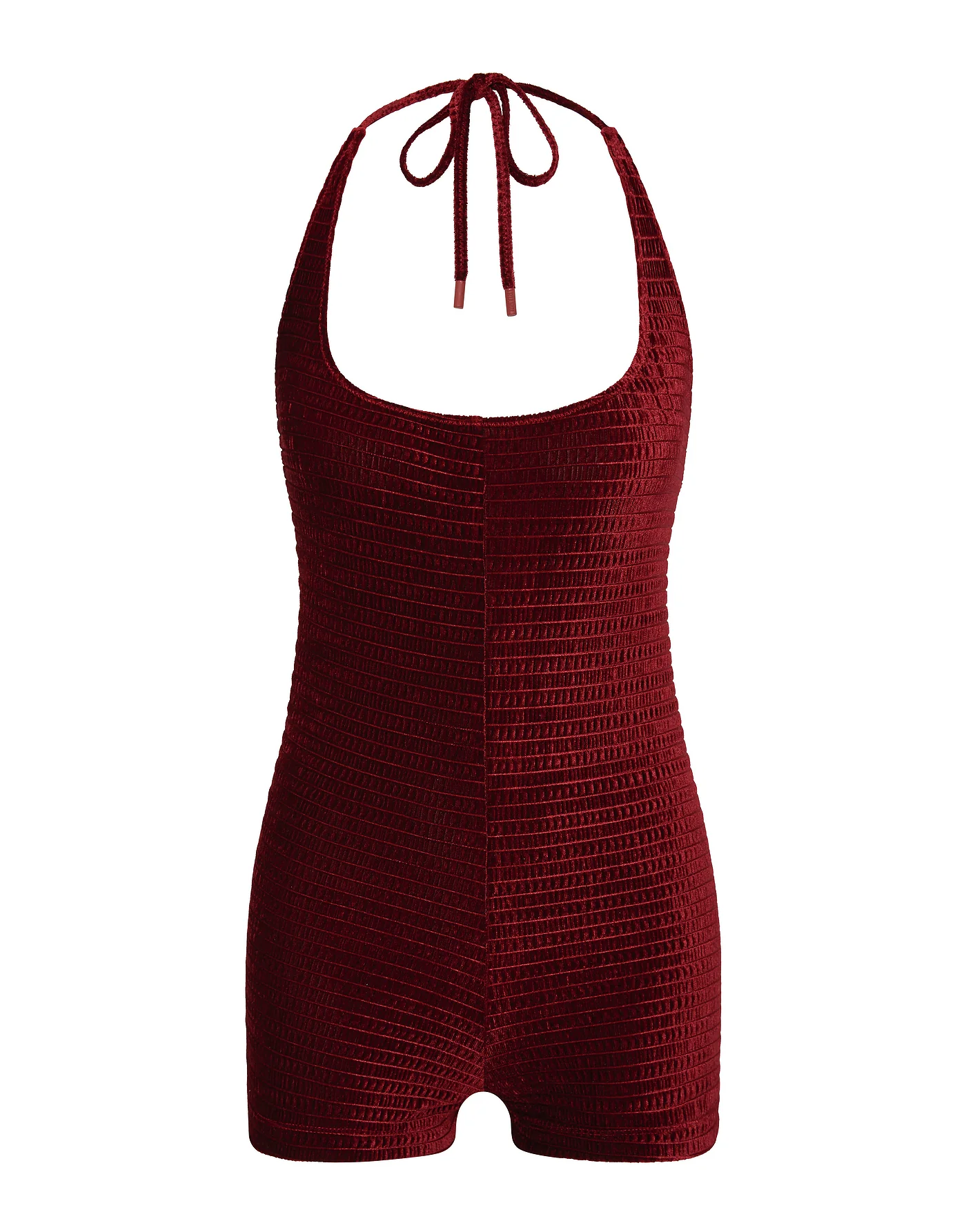NURIA - RONI Burgundy  Velvet Playsuit
